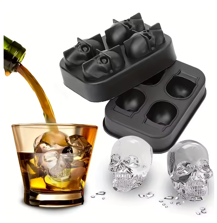 2 Trays – 4 Grids for 3D Skull Ice Cubes